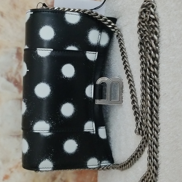 New BALENCIAGA  Hourglass Polka Dot Wallet With Chain Bag - Picture 3 of 15